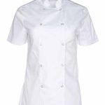 Chaqueta de cocina para señora transpirable y con doble fila de clecs color blanco.
