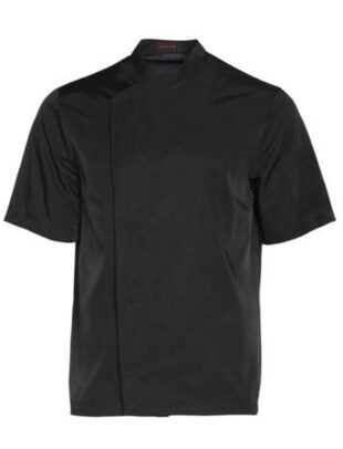 Chaqueta de cocina cruzada estilo oriental repelente al agua en color negro.