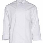 Chaqueta de cocina para señor de manga larga francesa en color blanco.