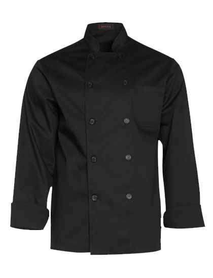 Chaqueta de cocina para señor de manga larga francesa en color negro.