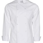 Chaqueta de cocina de señor con doble fila de botonadura a presión. Color blanco.