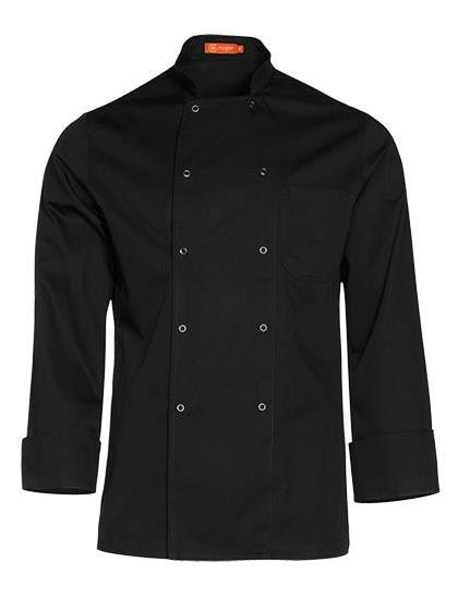 Chaqueta de cocina de señor con doble fila de botonadura a presión. Color negro.