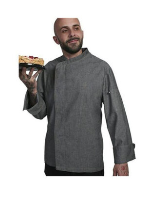 Chaqueta de cocina denim para señor de manga larga.