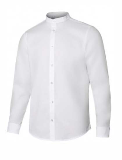 Camisa cuello mao stretch de manga larga para hombre.